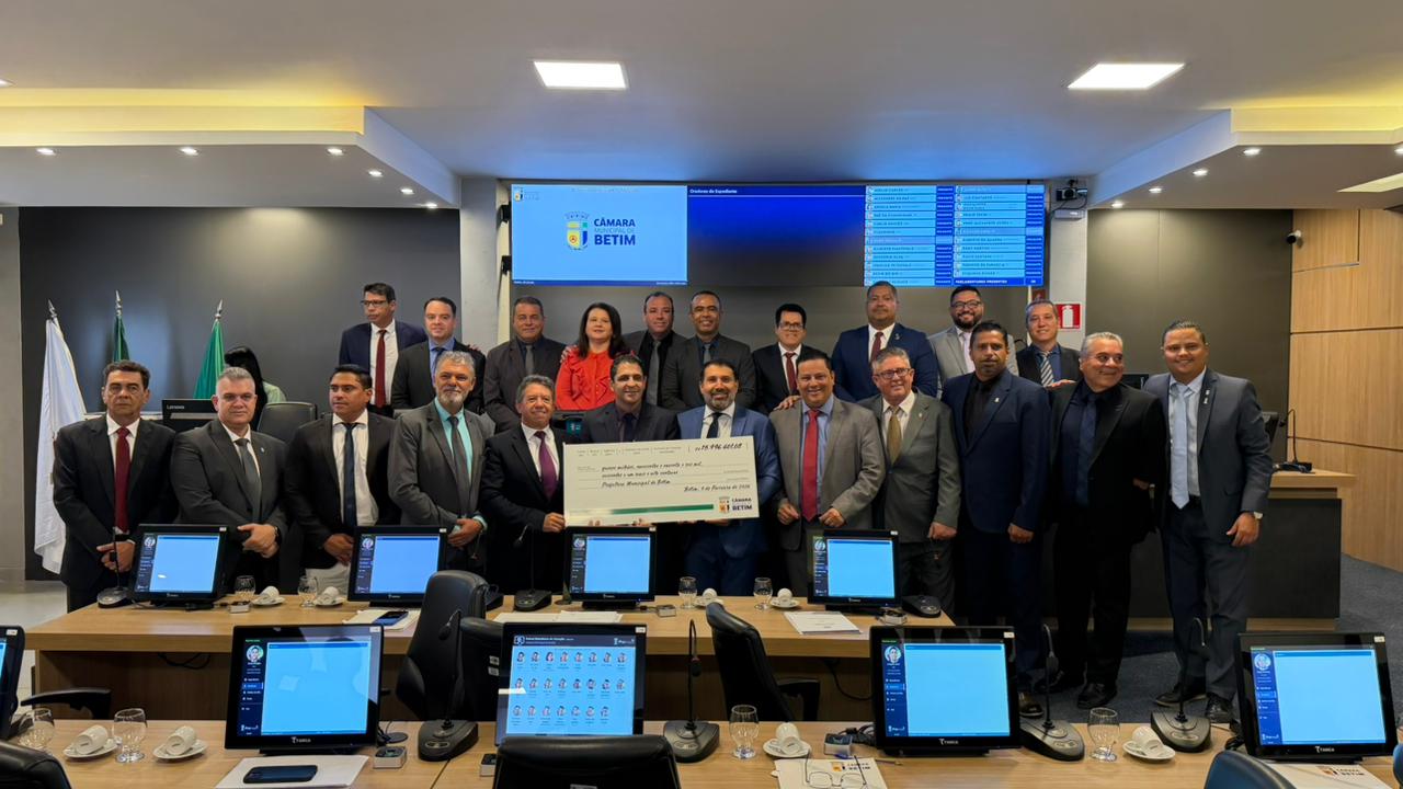 Câmara de Betim devolve quase R$ 16 milhões à Prefeitura após economia histórica
