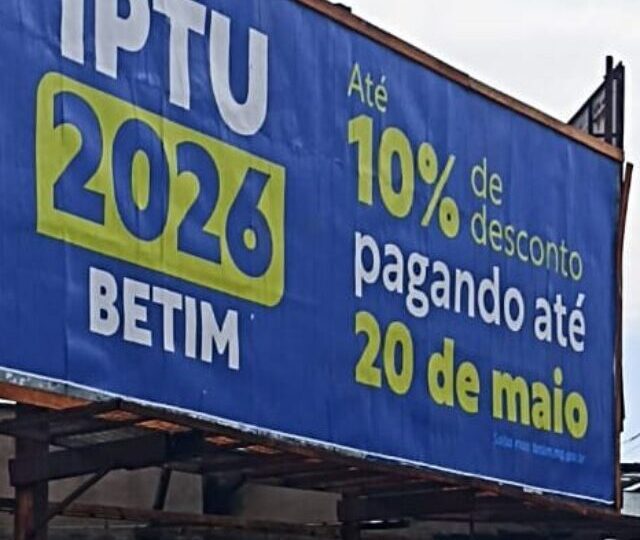 Contribuintes ganham mais prazo para pagamento do IPTU em Betim