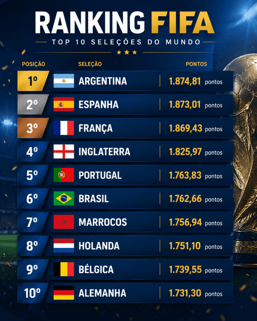 Argentina lidera ranking Fifa